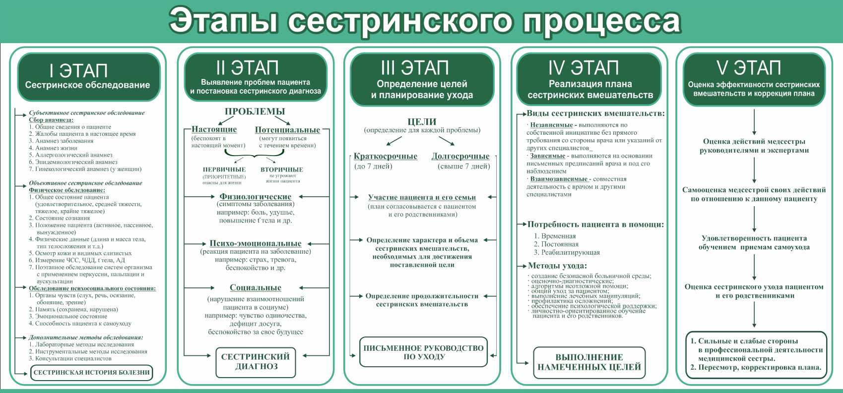 Стенд информационный Этапы сестринского процесса купить в Пушкине